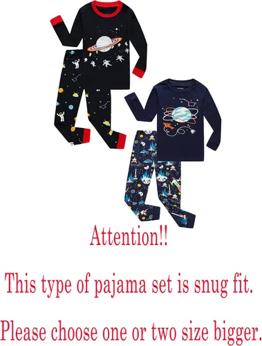 Miniatura 2 de Family Feeling - Conjunto de 2 piezas de pijama de Navidad a rayas para niños y niñas, 100% algodón