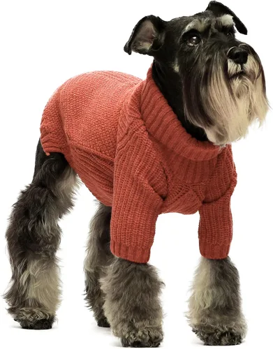 Miniatura 19 de Fitwarm - Suéter de cuello alto para perro, abrigo térmico de punto para mascotas, ropa de invierno para perros pequeños, ropa de gato, gris Gris