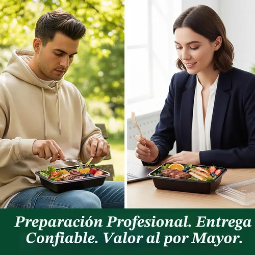 Miniatura 2 de Glotoch Contenedores de preparación de comidas de 32 onzas, paquete de 50 (100 piezas) con tapas, recipientes de plástico para almacenamiento