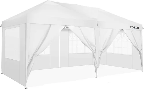 Miniatura 26 de COBIZI - Tienda desplegable de 3,66 x 3,66 metros en oferta - Cenador portátil de metal para exteriores con mosquitero, impermeable - Cenador Caqui