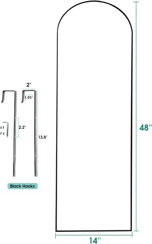 Miniatura 2 de NEARBYSD Espejo de Arco de Puerta - Sobre la Puerta 48x14 Espejo de Cuerpo Entero Para Dormitorio, Sala de Estar o Closet - Negro