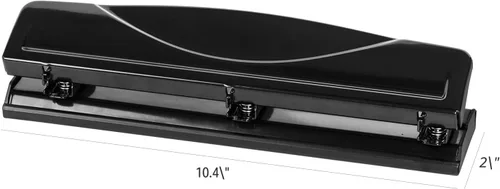 Miniatura 5 de Amazon Basics - Perforadora de 3 agujeros, capacidad para 10 hojas, color negro