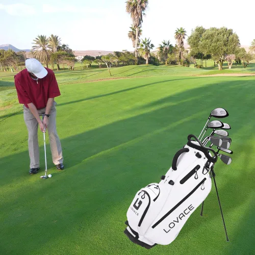 Miniatura 6 de Bolsa de golf de 14 vías, bolsas de golf ligeras con soporte para hombres y mujeres Blanco