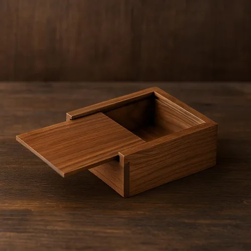 Miniatura 5 de Joyero de nogal de 3.7 x 3.7 x 1.6 pulgadas para anillos, aretes, recuerdos, regalo de boda, regalo elegante, caja de madera hecha a mano
