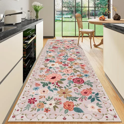 Miniatura 255 de DUKINO Alfombra de área de 6 x 9 pies, alfombra floral para sala de estar, ligera, antideslizante, lavable, alfombra de interior de pelo bajo