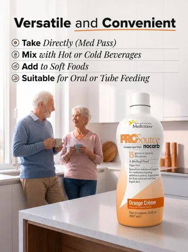 Miniatura 5 de Péptidos de colágeno líquido tipo I, III 0.53 oz de proteína por onza. Prosource NoCarb Orange Crème paquete de 4 botellas Medtrition