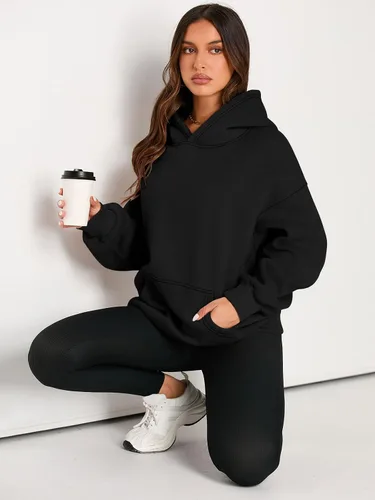Miniatura 5 de EFAN - Sudadera con capucha para mujer - Sudadera de vellón sobredimensionada con mangas largas para otoño e invierno, ropa de moda inspirada