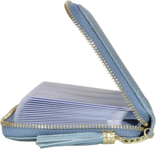 Miniatura 3 de Easyoulife - Monedero de cuero con cremallera, billetera portatarjetas para mujer, bloqueo RFID