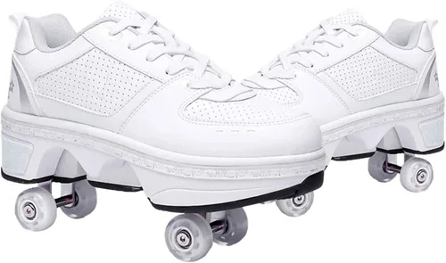 Miniatura 25 de Zapatos de patinaje convertibles para hombres y mujeres, zapatos de paseo automáticos para niños y adultos, patines con doble fila de ruedas, ruedas