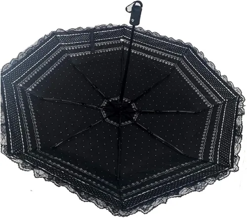 Miniatura 3 de zmgmsmh Paraguas plegable de cierre automáticoabierto paraguas de viaje plegable resistente a los rayos UV sombrilla de encaje de princesa sombrilla