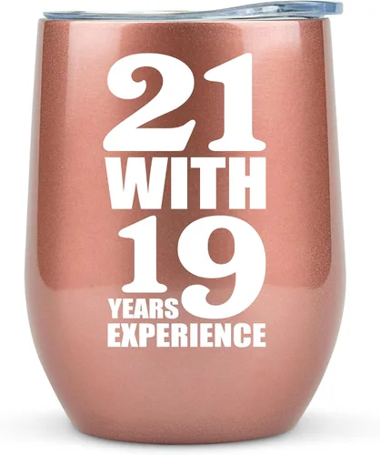 Regalos de cumpleaños número 40 para mujeres únicos de 12 onzas, 21 con 19 años de experiencia, regalo de copa de vino, regalo de cumpleaños de 40