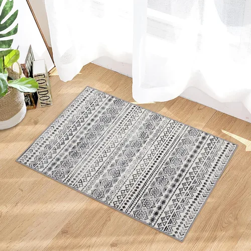 Miniatura 12 de GlowSol Alfombra bohemia de 4 x 6 pies, lavable, para dormitorio, antideslizante, alfombra marroquí, alfombra bohemia de pelo bajo, alfombra