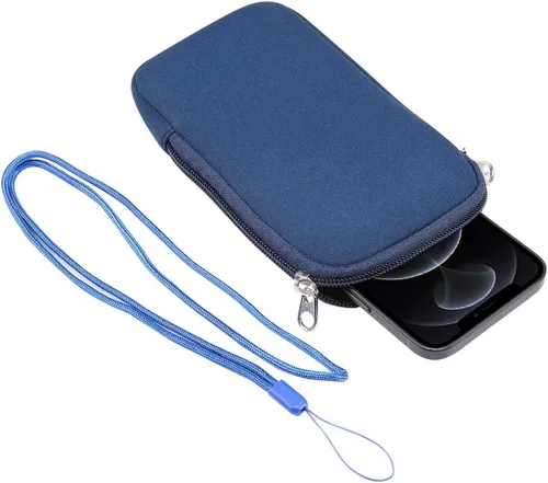 Miniatura 5 de Funda de neopreno de tamaño pequeño para teléfono celular, con cremallera y correa para el cuello para iPhone 17, 16, 16e, 15 15 Pro iPhone 14 14