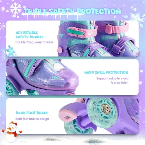 Miniatura 5 de SULIFEEL Patines de Ruedas Ajustables para Niñas Niños Infantiles, Ruedas Divertidas Iluminadas con Luz Flash de Tipo Equilibrio de Tres Puntos Azul