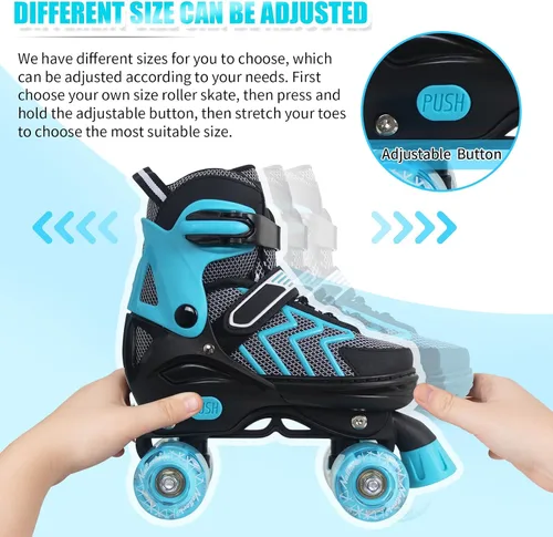 Miniatura 3 de Nattork Patines de ruedas para niños y niñas, patines ajustables de 4 tamaños con ruedas iluminadas para adolescentes, principiantes, deportes al