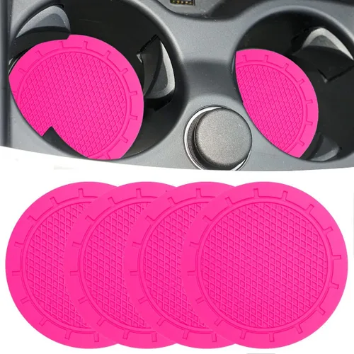 Miniatura 15 de Posavasos insertables para portavasos de automóvil, paquete de 4, diámetro de 2.75 pulgadas, PVC antideslizante, inserto universal, duradero, Púrpura