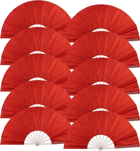 Miniatura 31 de 10 ventiladores plegables grandes de mano para hombres y mujeres, abanicos decorativos plegables, accesorios rave, utilizado para bailes, fiestas