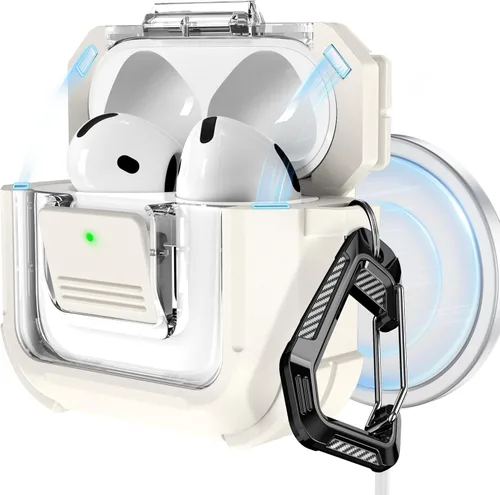 Miniatura 14 de RFUNGUANGO Funda para AirPods Pro 2, compatible con AirPods Pro de 2ª/1ª generación, compatible con MagSafe, bloqueo automático magnético con kit