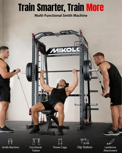 Miniatura 6 de Mikolo M4 2.0 Smith Machine, All-in-One Home Gym Power Cage with LAT Pulldown & Cable Crossover, Squat Rack for Full Body Workouts