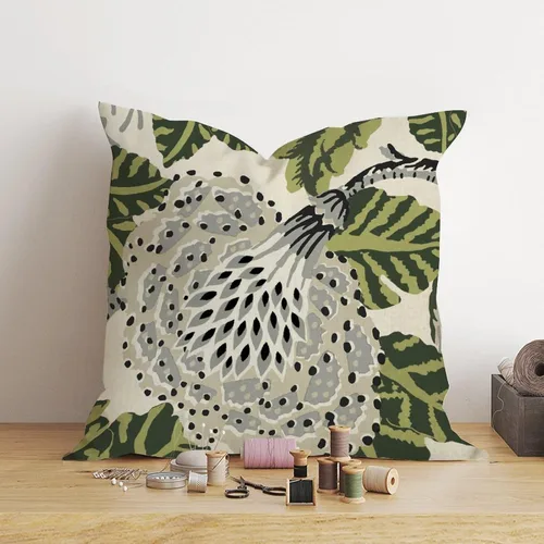 Miniatura 4 de ArogGeld Fundas de Almohada Euro Sham Florales Verde y Blanco Gris Estilo Chinoiserie Funda de Almohada Asiática Funda de Cojín Decorativo 18x18