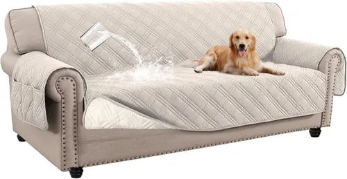 Miniatura 9 de Turquoize Fundas impermeables para sofá de 3 cojines, aptas para mascotas, antideslizante, protector de muebles lavables para mascotas, niños, Roble