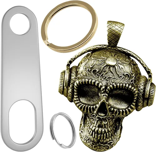 Llavero de motocicleta Guardian Luck Bell Rock Skull Biker Gremlin Bell Car Llavero Accesorios con colgador de campana de motocicleta