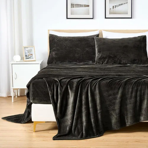 Miniatura 25 de Chezmoi Collection - Juego de sábanas de forro polar extra suave California King, sábana de cama de microforro de terciopelo sin pelusa, bolsillo