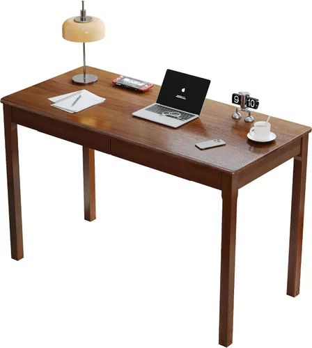 Miniatura 8 de Escritorio de madera maciza con cajones, escritorios estrechos simples de 24 x 16 pulgadas, mesa de estudio de madera de goma, escritorio pequeño