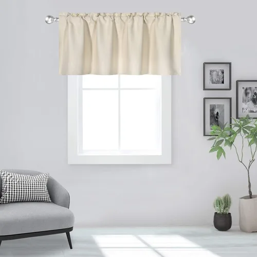 Miniatura 47 de DECOVSUN Cenefas Aqua para ventanas de cocina, con bolsillo para barra, opacas, con aislamiento térmico, 1 panel de 42 x 18 pulgadas