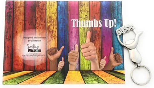 Miniatura 6 de Smiling Wisdom 10 regalos a granel de pulgar hacia arriba Tarjetas de felicitación de agradecimiento del equipo de empleados y llavero