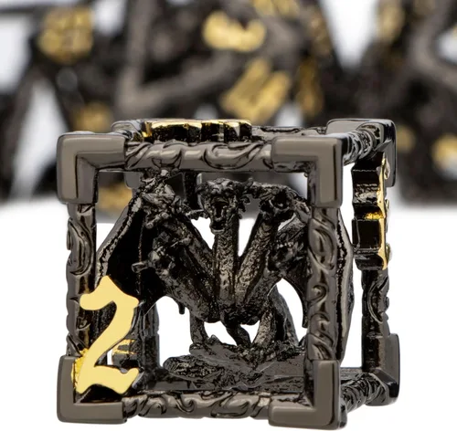 Miniatura 20 de ARUOHHA Juego de dados huecos de metal DND, dados D y D de oro antiguo, juegos de rol RPG, dados poliédricos con caja de regalo D20 D12 D10 D8 D6 D4