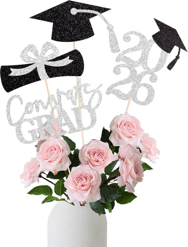 Miniatura 13 de 16 piezas de decoración de graduación para la clase de 2026, centros de mesa de felicitaciones de graduación 2026, decoración de mesa 2026, Azul