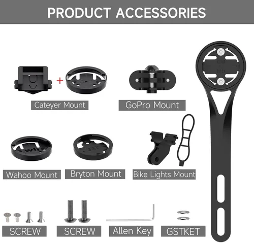 Miniatura 2 de Soporte frontal para computadora de ciclismo, soporte para computadora de bicicleta de aleación de aluminio, compatible con Garmin, Wahoo, Bryton