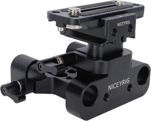Miniatura 8 de NICEYRIG Placa base elevadora de riel de 0.591 in para ARCA-Swiss estándar, sistema de elevación de 1.142 in universal para plataforma de hombro