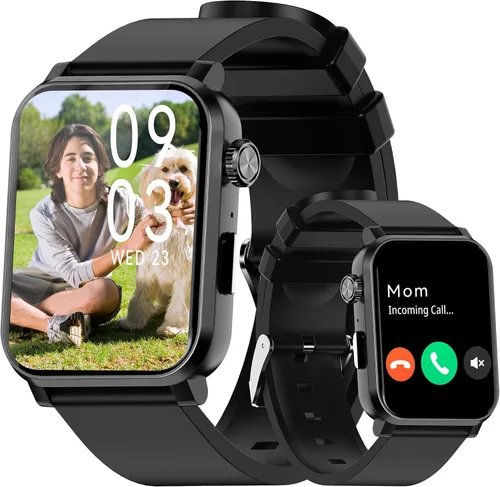 EZON Reloj inteligente para niños y niñas, reloj HD de 1.83 pulgadas con función de llamada, juegos, podómetro, frecuencia cardíaca, SpO2, monitor
