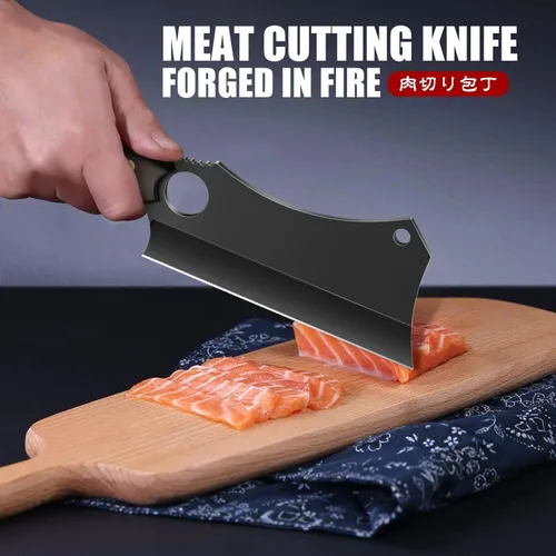 Miniatura 5 de ROCOCO - Cuchillo de carnicero para carne con vaina - Cuchillo de corte de carne forjado a mano con funda para BBQ al aire libre, camping, idea
