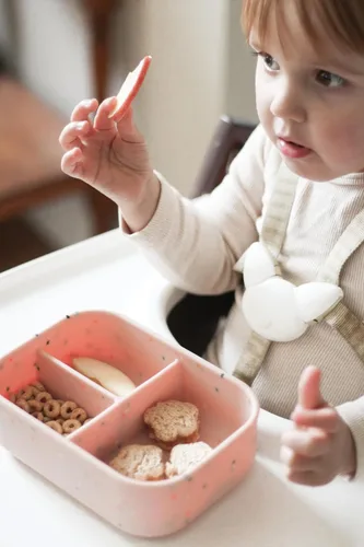 Miniatura 5 de Ullabelle Caja Bento para niños, 3 compartimentos, lonchera a prueba de fugas para bebé, contenedor de aperitivos sin BPA, lonchera dividida