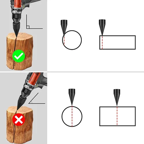 Miniatura 3 de Juego de 5 brocas divisoras de troncos de leña, brocas de madera para división rápida y fácil de leña, herramienta multifuncional para roble, nogal