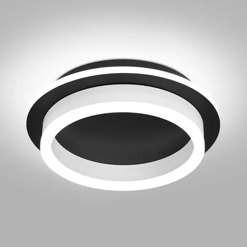 Miniatura 9 de Lámpara de techo LED redonda moderna de montaje empotrado, lámpara de techo LED de 24 W, luz de techo negra pequeña para pasillo, sala de comedor