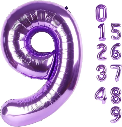 Miniatura 252 de Globos de números de 5 globos de 40 pulgadas, decoraciones de cumpleaños azules para niños y niñas, globos de números azul marino grandes