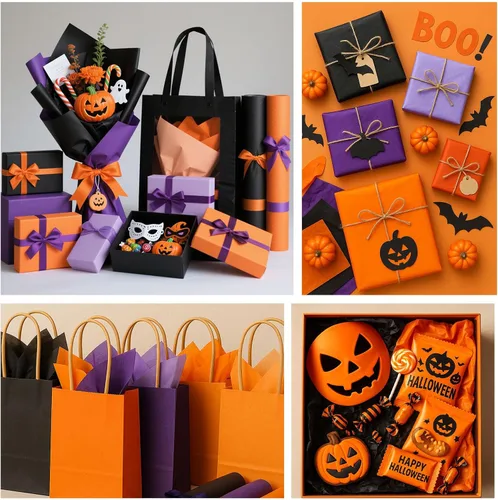 Miniatura 2 de Shindel 120 hojas de papel de seda de Halloween, 20 x 14 pulgadas, papel de regalo para Halloween, manualidades, bolsas de regalo, cajas de 5