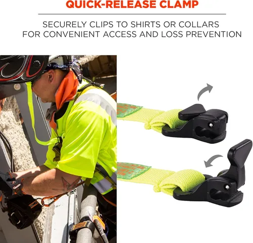 Miniatura 3 de Ergodyne Squids 3155 Lanyard with Clamp End, Easily Attaches to Hard Hat, Tools or Small Valuables, Weight Capacity 2 lbs