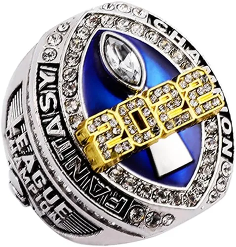 Miniatura 3 de Anillo del campeonato de fútbol de fantasía 2022 Anillo pesado de campeón FFL Trofeo de premio chapado en oro y plata para el ganador de la Liga