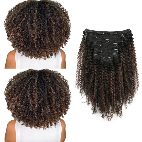 Miniatura 15 de ABH AMAZINGBEAUTY HAIR Extensiones de cabello humano real con clip, 4A 4B, rizado con clip, 4.23 oz, 7 piezas, 17 clips, 4.23 oz, color negro #1B