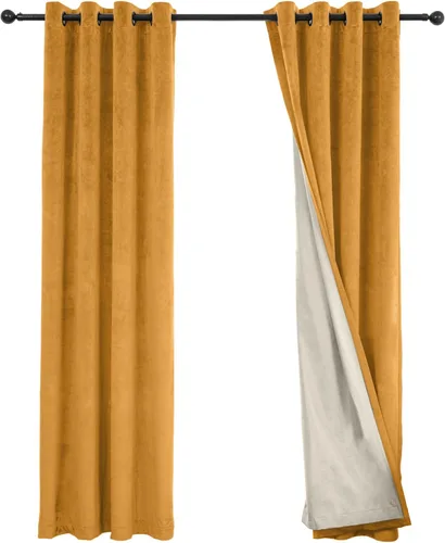 Miniatura 16 de Cortinas 100% opacas de terciopelo con forro de 63 pulgadas de largo, 2 paneles para sala de estar, aislamiento térmico, ahorro de energía