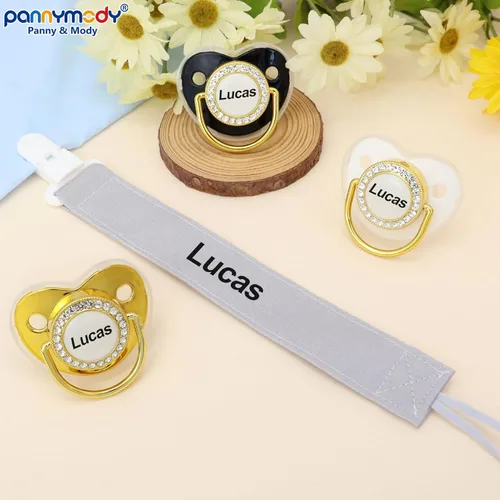 Miniatura 3 de 4 unidades, chupete personalizado con nombre, clip para chupete personalizado, regalo de bebé para niños y niñas recién nacidos, accesorio de bebé