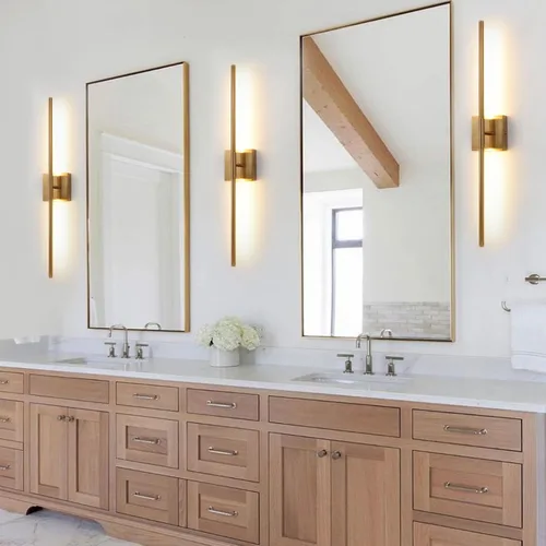 Miniatura 3 de Juego de 2 apliques de pared LED en oro cepillado con luz blanca cálida