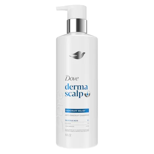 Dove Derma Scalp - Champú para aliviar la caspa, 1 unidad con ácido salicílico, sulfatos y niacinamida para eliminar escamas y aumentar la