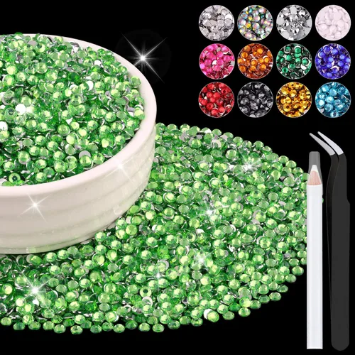 Miniatura 65 de 12000 diamantes de imitación de resina de 0.079 pulgadas a granel para manualidades (transparente), cristales deslumbrantes con parte trasera plana