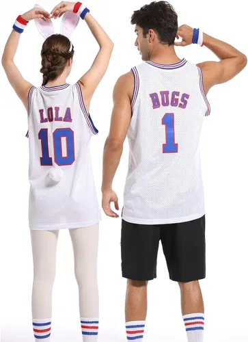 Miniatura 5 de Jersey de baloncesto para hombre, Lola#10 Bugs#1 camisetas de película espacial de los años 90 para HalloweenNavidad, deportes, hip hop, fiesta